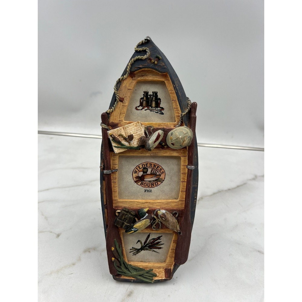 Figi Graphics Wilderness Bound Boat Photo Frame Rustic Duck Hunting Lodge Decor